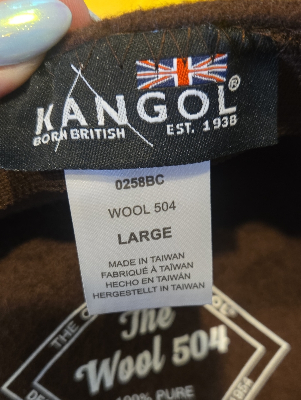 Kangol "The Wool 504" 100% Pure New Wool Brown Cap - Picture 7 of 7